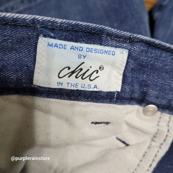 Vtg Chic Denim Shorts Size 15 Waist 28 In High Rise Medium Dark Wash 80's Mom - Picture 4 of 13